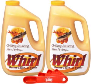 whirl butter liquid flavor oil, 1 gallon (pack of 2) with by the cup swivel spoons