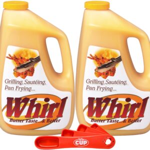 Whirl Butter Liquid Flavor Oil, 1 Gallon (Pack of 2) with By The Cup Swivel Spoons