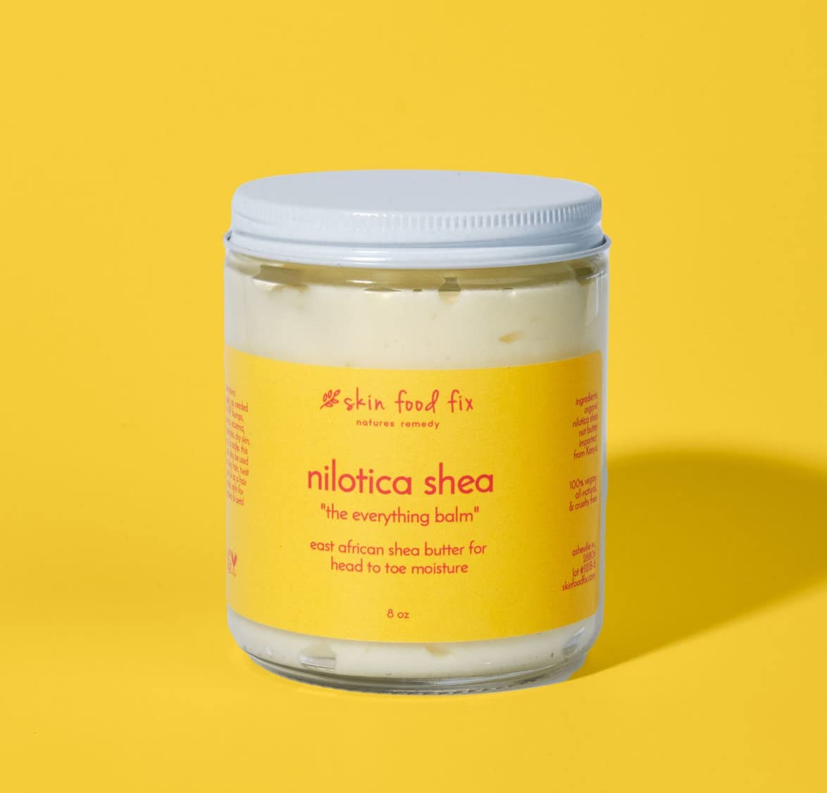 Dry Skin | Nilotica Shea Butter Organic Vegan | East African Pure Shea | Dry Cracked Skin | Hair | Lips | Elbows | Face +Body | Multi Purpose Use | 50 uses in 1 jar | Glass jar 4 oz | Ships in 1 Day