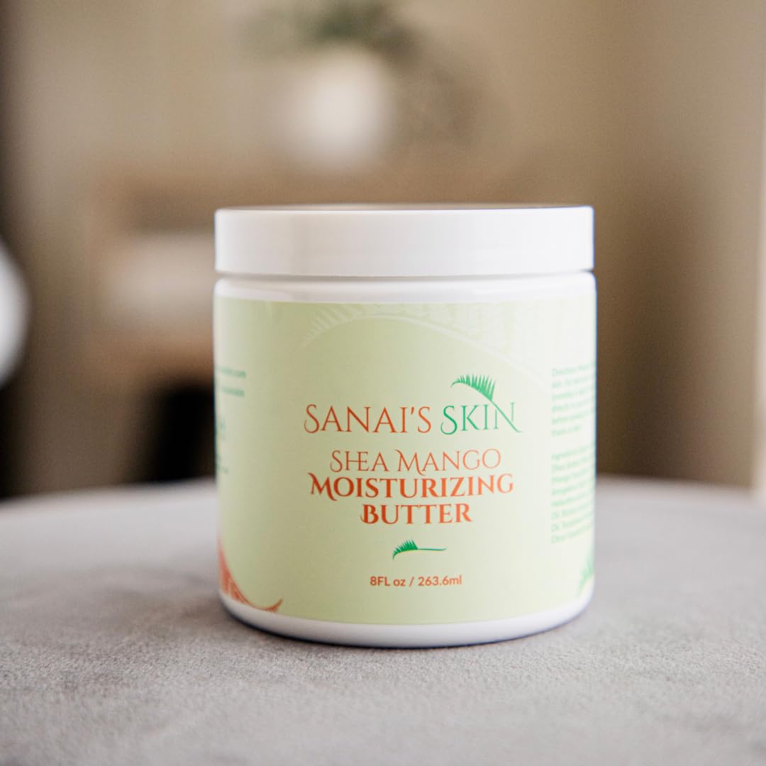 Sanai's Skin Moisturizing Body Butter | Shea Mango Moisturizing Butter | Moisturizing & Nourishing for Normal to Dry Skin | Shea Butter, Mango Butter, Sweet Almond Oil - 8 oz