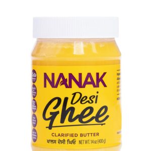 Nanak Desi Ghee Clarified Butter - Premium Quality, Keto Friendly, Certified Paleo, Lactose-Free, Source of Vitamins A & D Great Alternative for Butter Suitable for Cooking (14 oz)