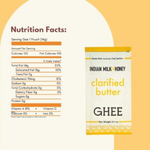 Original Grass-Fed Classic Ghee Butter by Indian Milk & Honey in Portable Packets, 0.5 Ounce (Classic Original Pack - 10)