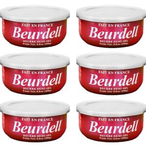 Beurdell French Salted Real Canned Butter 100% Natural Pasteurized Butter A real butter from France | Great For Hurricane Preparedness Emergency Survival Kit Great For Cooking, Baking Pack of 6