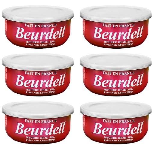 Beurdell French Salted Real Canned Butter 100% Natural Pasteurized Butter A real butter from France | Great For Hurricane Preparedness Emergency Survival Kit Great For Cooking, Baking Pack of 6