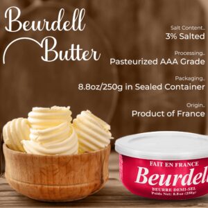 Beurdell French Salted Real Canned Butter 100% Natural Pasteurized Butter A real butter from France | Great For Hurricane Preparedness Emergency Survival Kit Great For Cooking, Baking Pack of 6