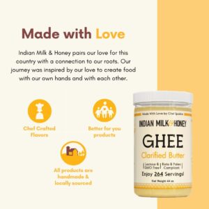 Classic Ghee Butter, Grass-Fed by Indian Milk & Honey, 44 oz with 264 Servings Each | Handmade & Locally Sourced Ghee Clarified Butter | Lactose, Gluten & Casein Free | Ghee in Recyclable PET Jars