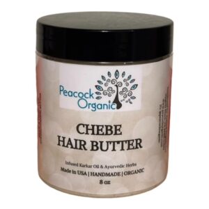 chebe butter - chebe hair butter - ayurvedic hair butter with shea butter, karkar oil, tallow fat, ostrich oil, saw palmetto, amla, rosemary, promotes length retention, softer hair, 8oz