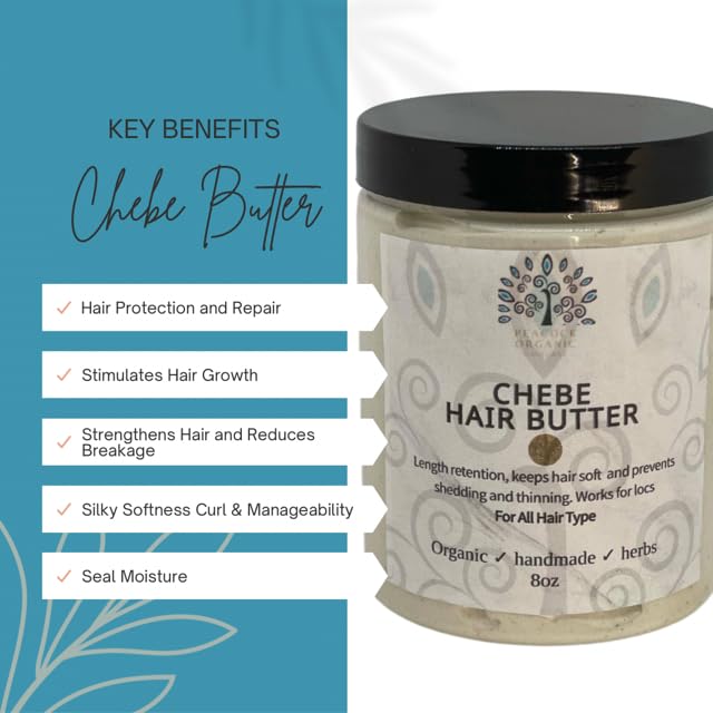 Chebe Butter - Chebe Hair Butter - Ayurvedic Hair Butter with Shea Butter, Karkar Oil, Tallow Fat, Ostrich Oil, Saw Palmetto, Amla, Rosemary, Promotes Length Retention, Softer Hair, 8oz