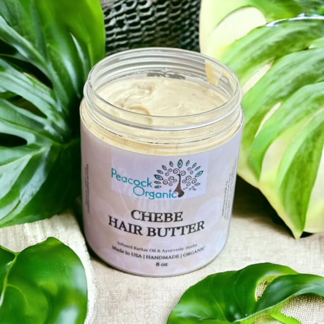 Chebe Butter - Chebe Hair Butter - Ayurvedic Hair Butter with Shea Butter, Karkar Oil, Tallow Fat, Ostrich Oil, Saw Palmetto, Amla, Rosemary, Promotes Length Retention, Softer Hair, 8oz