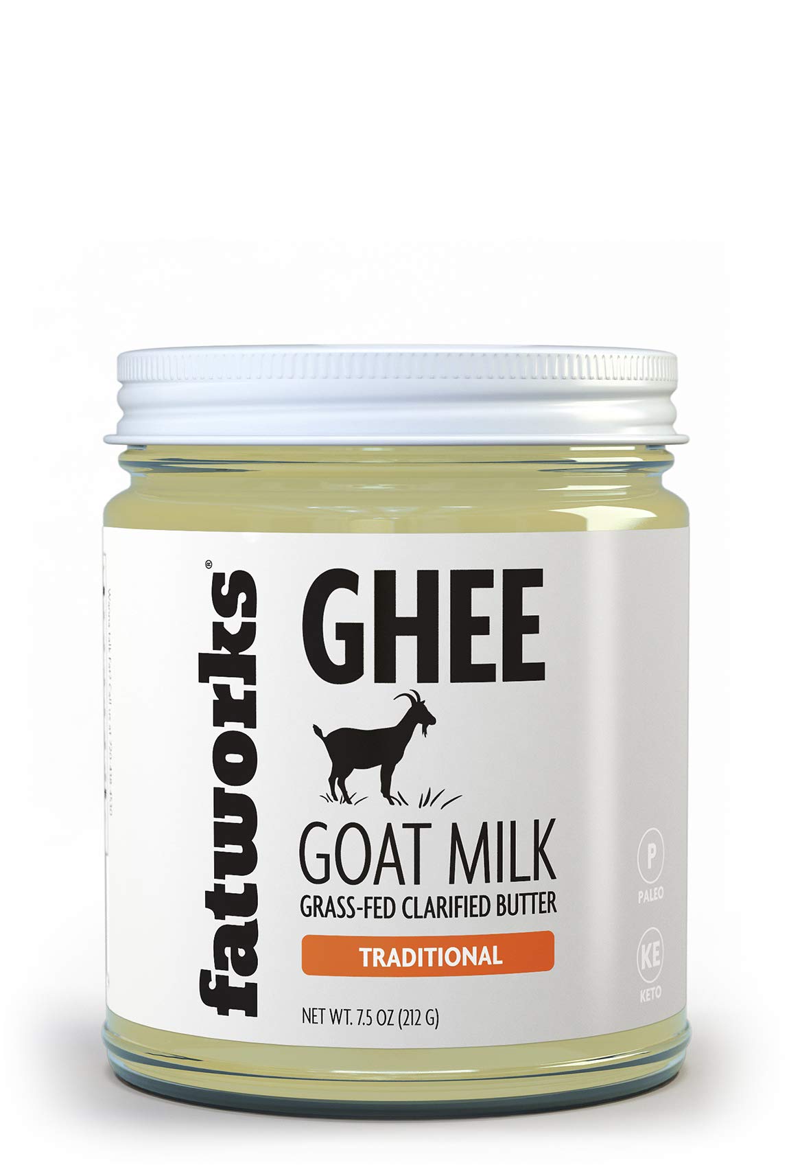 Fatworks Fine Filtered 100% Grass-Fed Goat Milk Ghee, Pasture Raised on Small Family U.S. Farm. KETO, PALEO, WHOLE 30 APPROVED, 7.5 oz.