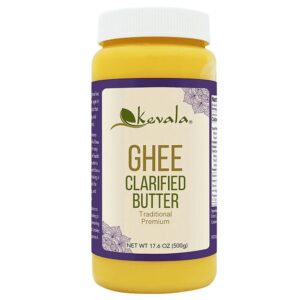 kevala - ghee - clarified butter - grass fed - ghee oil - lactose free - casein free - gluten free 17.6 oz/ounce - 500g