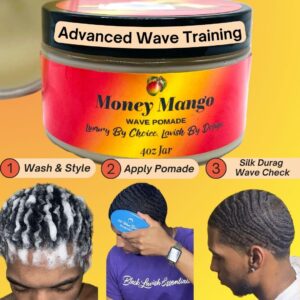 Ultra-Smooth 360 Wave Pomade for Men, Deep Waves, 4oz Natural Pomade, Strong Hold and Shine for Wavy Hair, Shea Butter Mango Butter Natural Wave Pomade Non-Greasy Formula (Money Mango Pomade, 4oz)