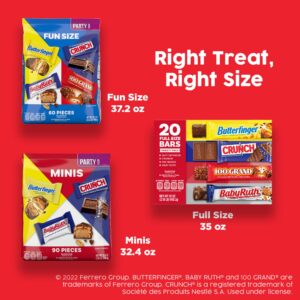 Butterfinger, CRUNCH and Baby Ruth, Bulk 90 Pack, Assorted Minis Chocolate Candy Bars, 32.4 oz