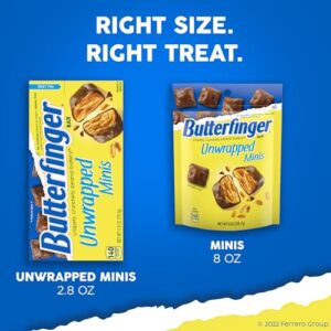 Butterfinger Unwrapped Minis, Bulk 12 Bags, Chocolatey, Peanut-Buttery, Resealable Bag, 8 oz Each