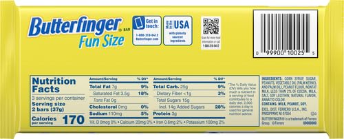 Butterfinger Fun Size Bars 6 Pack Tray, 3.9 oz