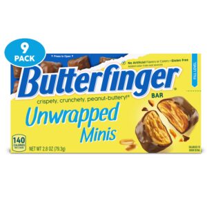 butterfinger: chocolatey, peanut-buttery, unwrapped minis movie theater candy box - 2.8 oz each, bulk 9 pack