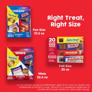 Butterfinger, CRUNCH And Baby Ruth, Bulk 85 Pack, Assorted Minis Chocolate Candy Bar, White Elephant Gifts, 31 Oz