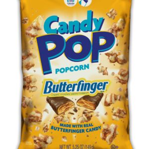 CANDY POP Butterfinger Candy Coated Popcorn (5.25oz bags) Made with Real Butterfingers Candy Pieces - Pack of 6