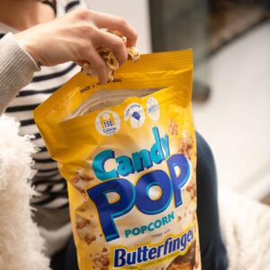 CANDY POP Butterfinger Candy Coated Popcorn (5.25oz bags) Made with Real Butterfingers Candy Pieces - Pack of 6