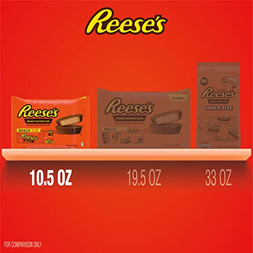 REESE'S Milk Chocolate Snack Size Peanut Butter Cups, Candy Bag, 10.5 oz