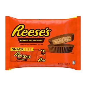 REESE'S Milk Chocolate Snack Size Peanut Butter Cups, Candy Bag, 10.5 oz