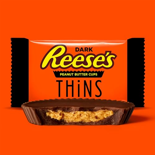 REESE'S THiNS Dark Chocolate Peanut Butter Cups, Candy Share Pack, 7.37 oz