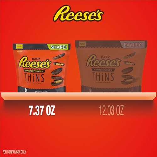 REESE'S THiNS Dark Chocolate Peanut Butter Cups, Candy Share Pack, 7.37 oz