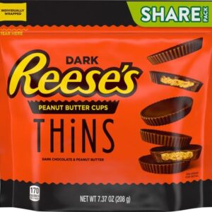 REESE'S THiNS Dark Chocolate Peanut Butter Cups, Candy Share Pack, 7.37 oz