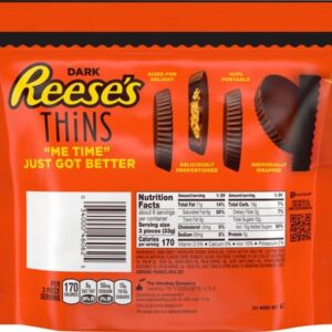 REESE'S THiNS Dark Chocolate Peanut Butter Cups, Candy Share Pack, 7.37 oz