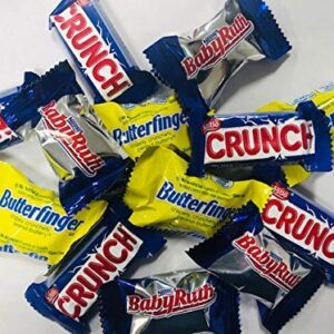 CRUNCH, BUTTERFINGER & BABYRUTH - Bulk Mini/Fun Size Candy Bars - Guaranteed 5 Lbs - Fresh and Delicious- Great for Trick-or-Treating, Snacking, Lunches, Baking, Candy Bowls & More