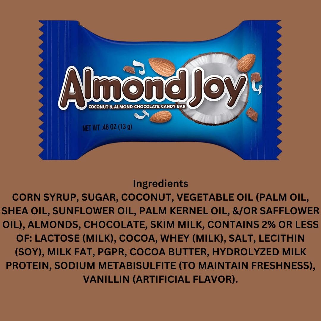 Almond Joy Miniature Bars - Coconut and Almond Milk Chocolate Candy – Over 65 Individually Wrapped Pieces – 2-Pound Bulk Pack