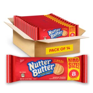 Nutter Butter Peanut Butter Sandwich Cookies King Size - 14 Pack of 3.5 oz Snack Packs with 8 Cookies per Pack - Perfect for Sharing and Snacking Anytime Thanksgiving Dinner Cookies