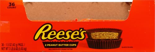 REESE'S Milk Chocolate Peanut Butter Cups, Candy Packs, 1.5 oz (36 Count)