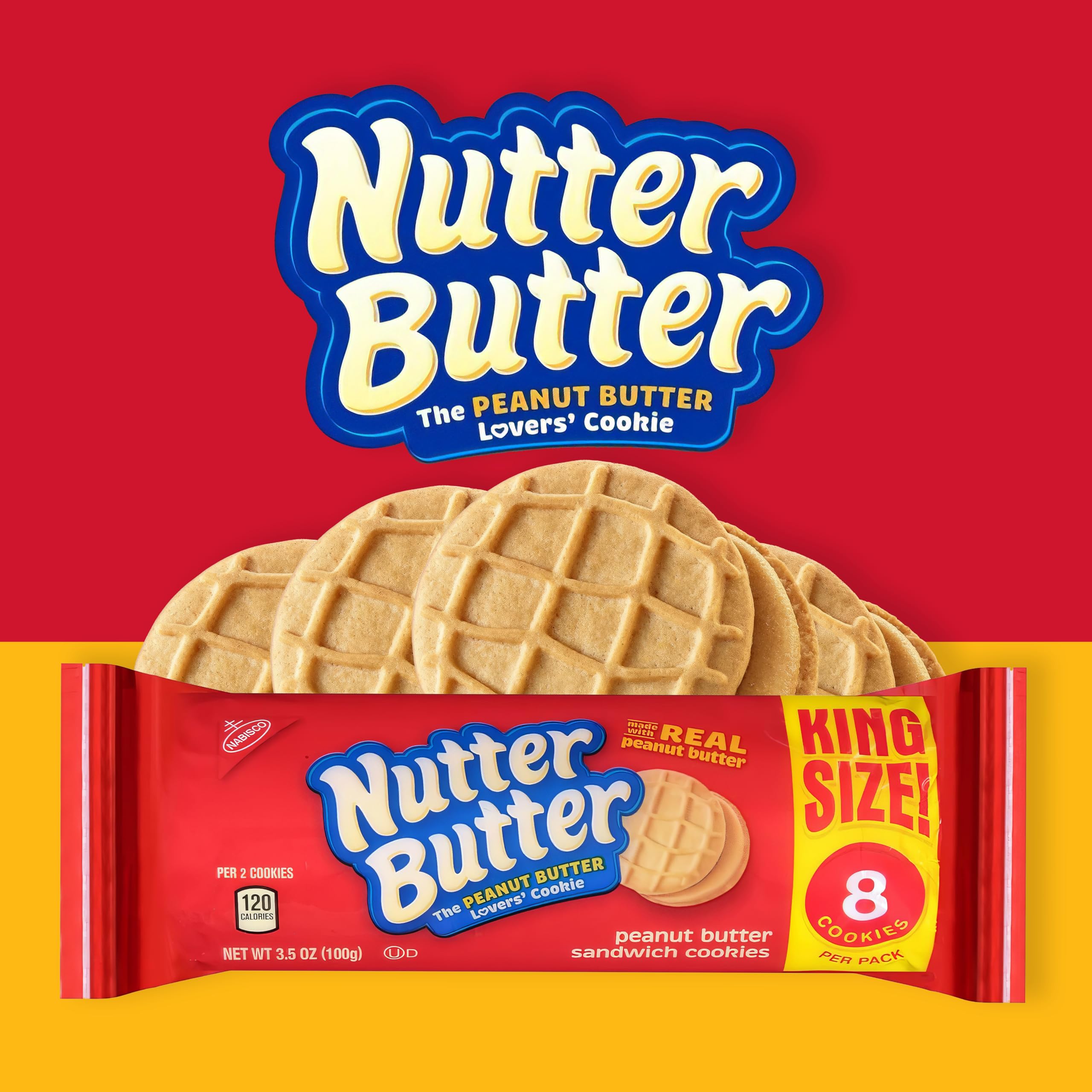 Nutter Butter Peanut Butter Sandwich Cookies King Size - 14 Pack of 3.5 oz Snack Packs with 8 Cookies per Pack - Perfect for Sharing and Snacking Anytime Thanksgiving Dinner Cookies