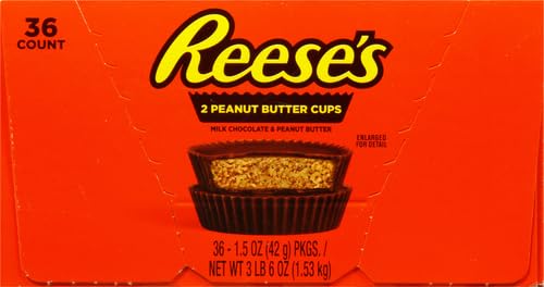 REESE'S Milk Chocolate Peanut Butter Cups, Candy Packs, 1.5 oz (36 Count)