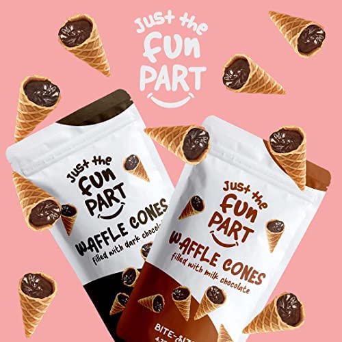 Just The Fun Part, Bite-Size Crispy Mini Waffle Cones with Premium Belgian Chocolate, Great for Snacks, Dessert, Grab & Go - Kosher, Milk Chocolate (Pack of 1)