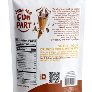 Just The Fun Part, Bite-Size Crispy Mini Waffle Cones with Premium Belgian Chocolate, Great for Snacks, Dessert, Grab & Go - Kosher, Milk Chocolate (Pack of 1)