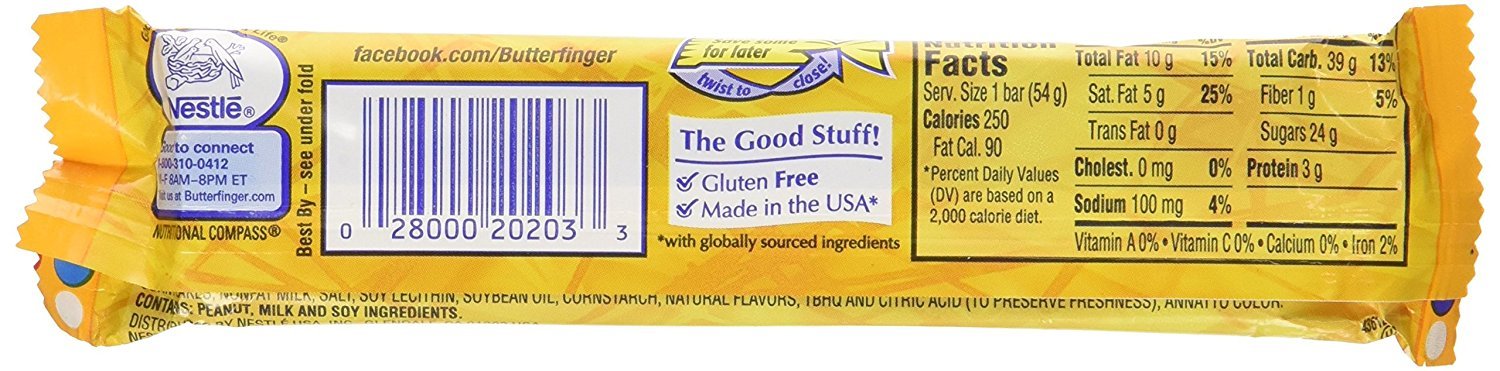 Butterfinger Candy Bars, 1.9 Oz (Pack of 16) By CandyLab