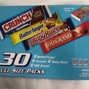 Ferrero Variety Pack 30 Candy Bars (8 Butterfinger, 8Crunch, 8-100 Grand, 6BabyRuth)