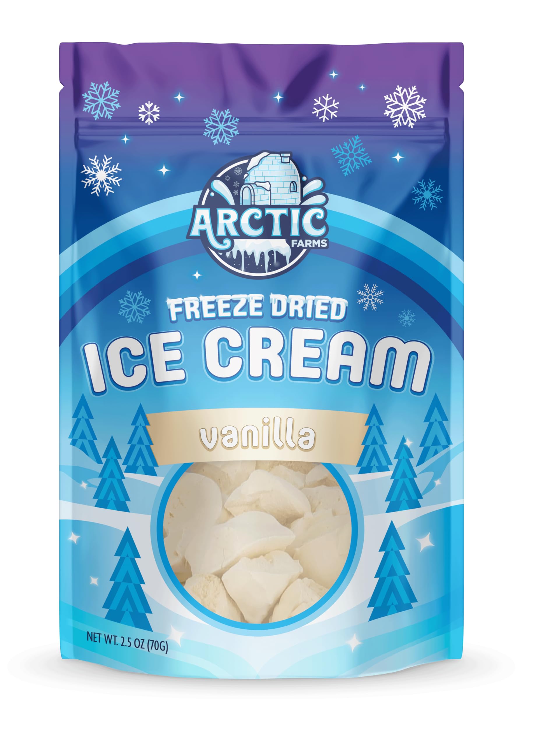 Arctic Farms Freeze Dried Ice Cream Bits Bagged and Boxed - Does Not Melt (Vanilla)