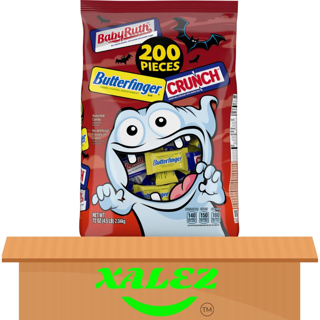 Butterfinger, CRUNCH and Baby Ruth, Mini Size Bars (200 ct) + XALEZ TM Gift Box