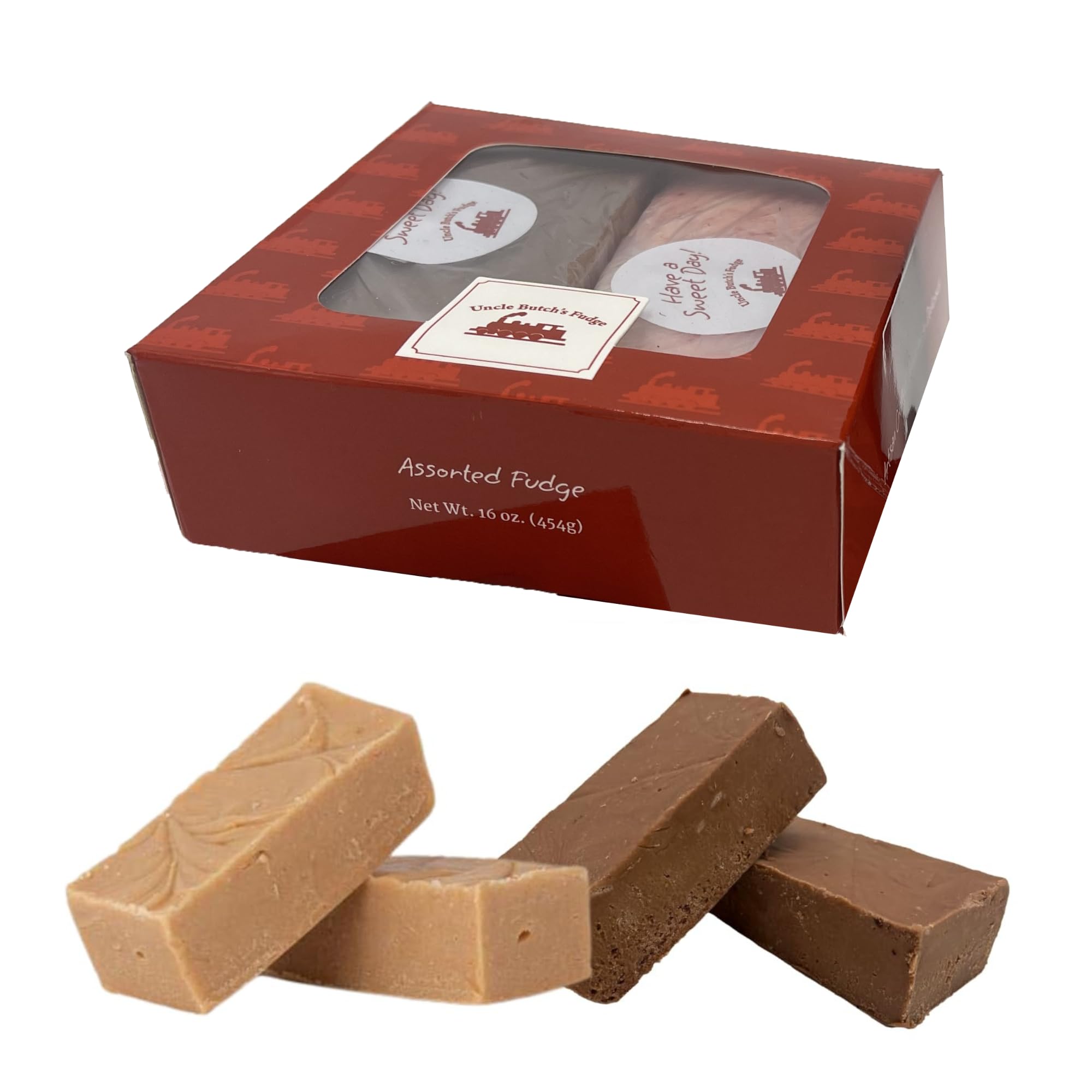 Uncle Butch's Fudge Custom Box - Creamy and Smooth Fudge Sampler - Choose Any 2 Flavors of Delicious & Decadent Fudge - 16oz Total (1 Pack)