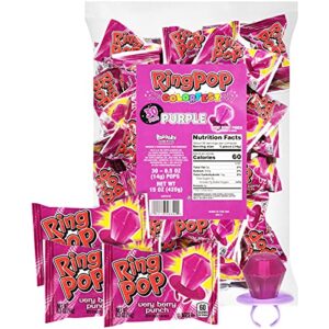 ring pop colorfest individually wrapped purple very berry 30 count bulk lollipop pack -berry lollipop suckers - fun candy bulk for party favors, color parties, pool parties, & 4th of july - summer treats for kids