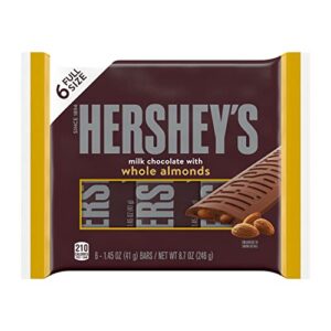 hershey's milk chocolate with whole almonds candy bars, 1.45 oz (6 count)