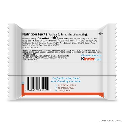 Kinder Chocolate, 18 Four Count Packs, Milk Chocolate Bar with Creamy Milky Filling, Individually Wrapped Candy, 1.8 oz Each