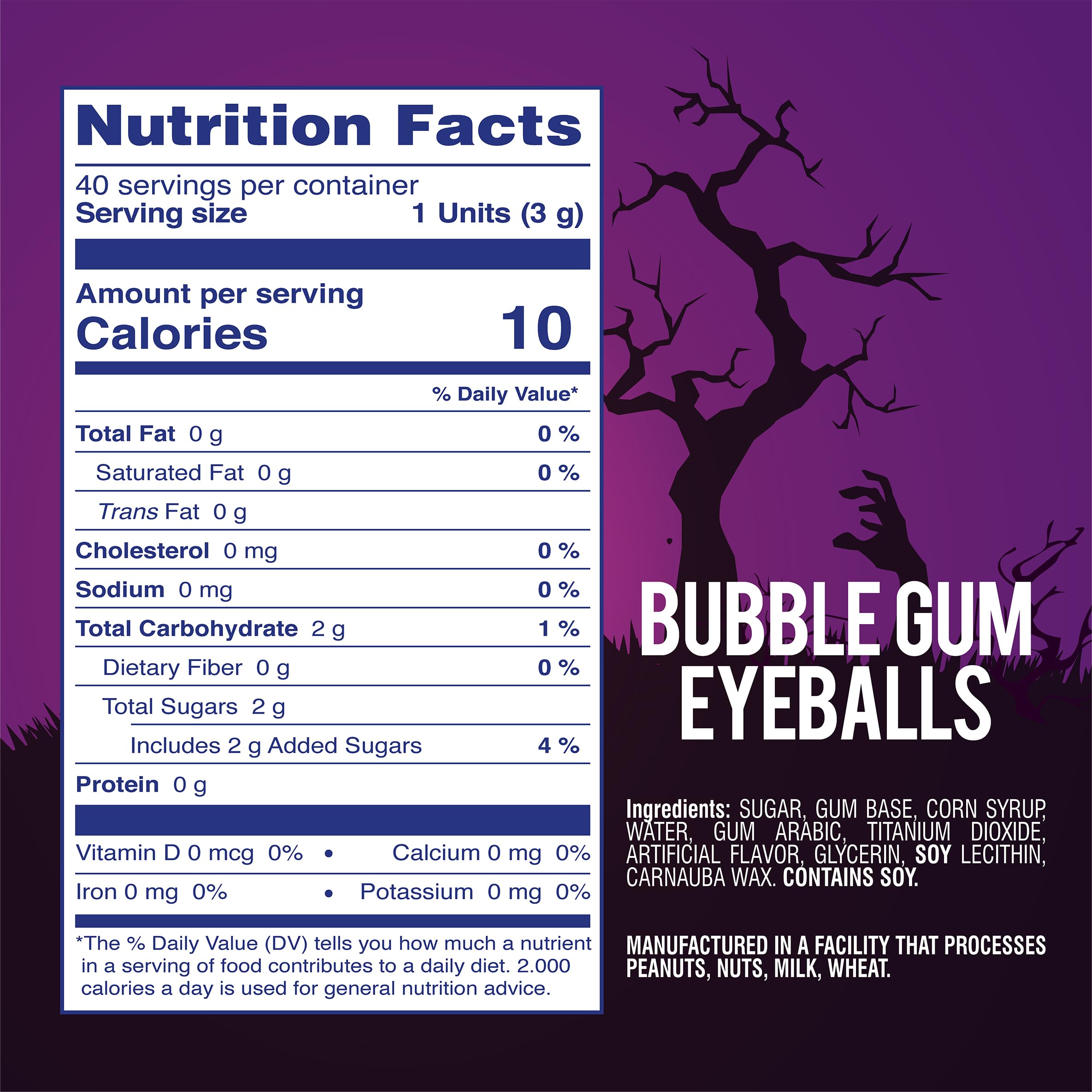 Colombina Bubble Gum Eyeballs, 40 Individually Wrapped Eye-Like Bubble Gum Balls, Ideal for Halloween and Spooky Decoration, 4.2oz (Pack of 1)