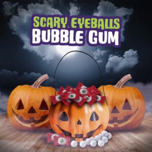 Colombina Bubble Gum Eyeballs, 40 Individually Wrapped Eye-Like Bubble Gum Balls, Ideal for Halloween and Spooky Decoration, 4.2oz (Pack of 1)