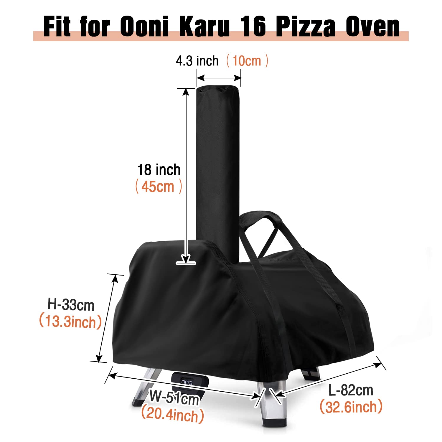 Fenghome Pizza Oven Cover for Ooni Karu 16 Pizza Oven, Heavy Duty Waterproof Gas Pizza Oven Cover, Portable Outdoor Pizza Oven Carry Accessories