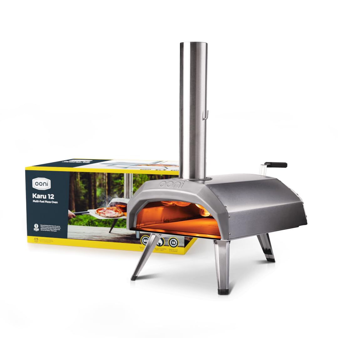 Ooni Karu 12 Multi-Fuel Outdoor Pizza Oven – Portable Wood and Gas Fired Pizza Oven with Pizza Stone, Outdoor Ooni Pizza Oven - Woodfired & Stonebaked Pizza Maker, Countertop Dual Fuel Pizza Oven