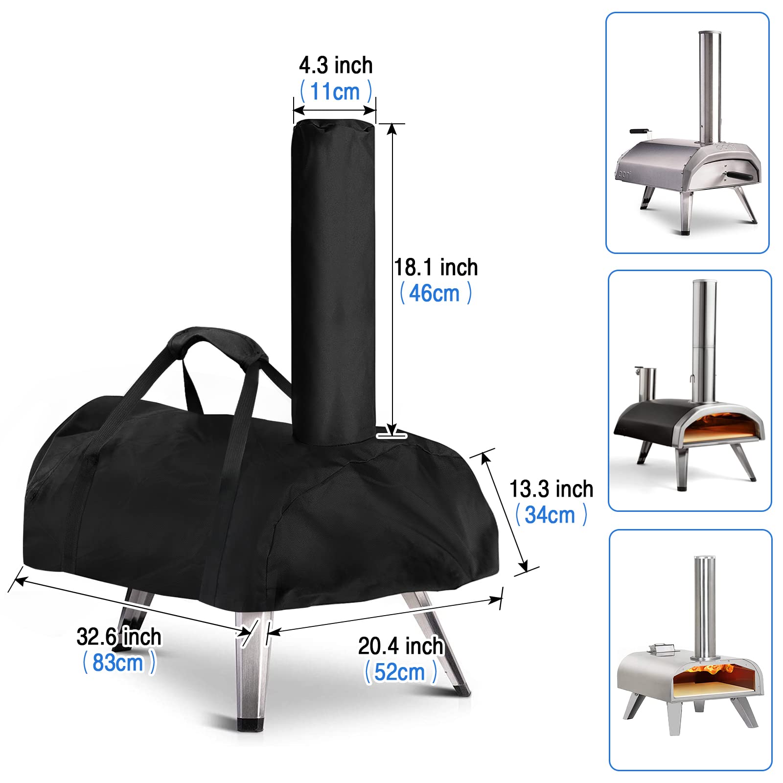 Pizza Oven Cover for Ooni Karu 16, Flymer Ooni Pizza Oven Accessories with Chimney, Portable Carry Cover Outdoor Waterproof